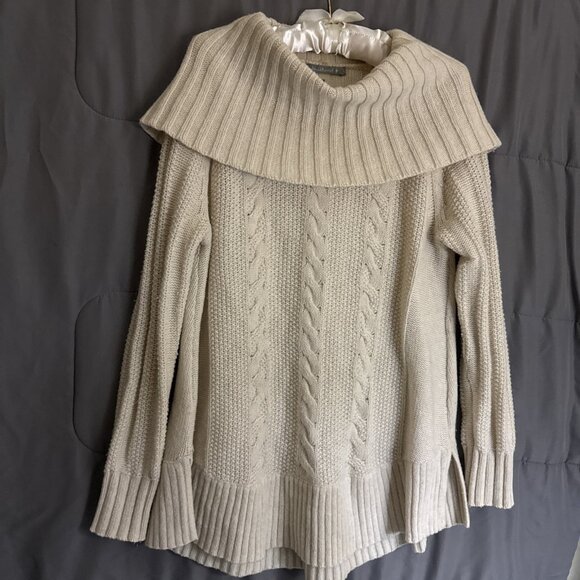 Smartwool Sweater Women's MEDIUM Cream Merino Wool High Cowl Neck - Picture 1 of 12